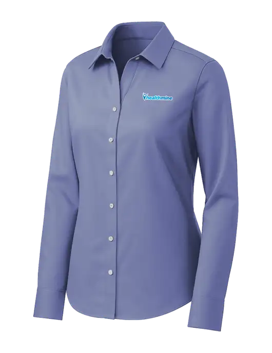 Brooks Brothers Womens Royal Blue Wrinkle-Free Stretch Pinpoint Shirt w/Healthmine Logo