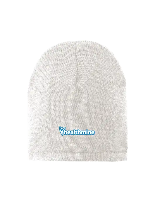 White Fleece-Lined Beanie Cap w/Healthmine Logo