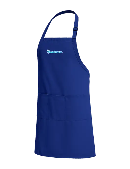 Easy Care Extra Long Bib Dark Royal Apron with Stain Release w/Healthmine Logo