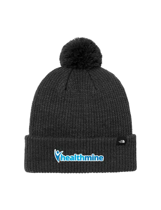 The North Face Black Heather Pom Beanie w/Healthmine Logo