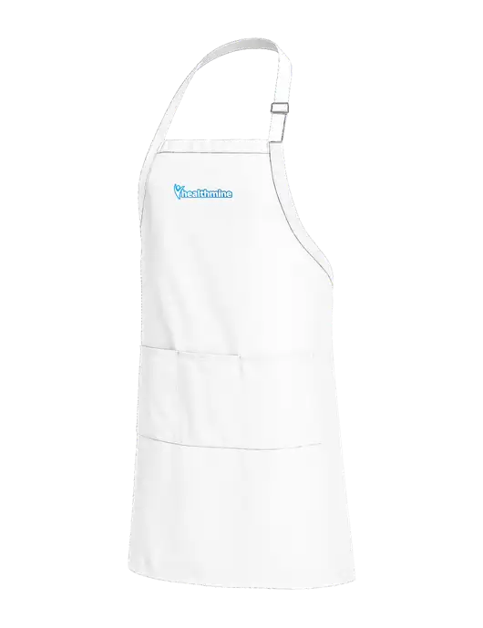 Easy Care Extra Long Bib White Apron with Stain Release w/Healthmine Logo