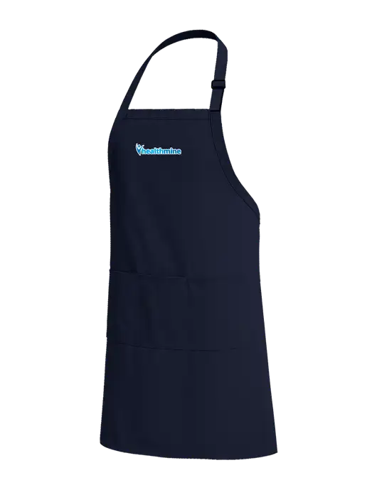Easy Care Extra Long Bib Navy Apron with Stain Release w/Healthmine Logo