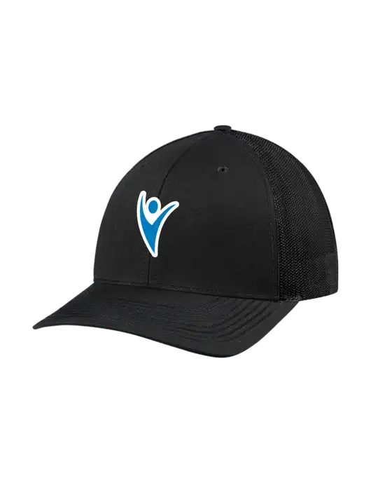 Richardson Adjustable Snapback Original 112 Trucker Cap Black w/Black Mesh w/Healthmine Icon Logo
