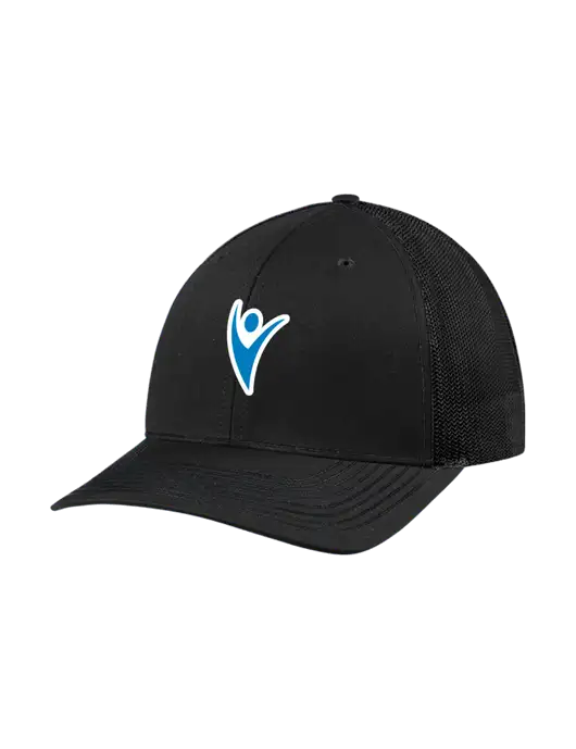Richardson Adjustable Snapback Original 112 Trucker Cap Black w/Black Mesh w/Healthmine Icon Logo