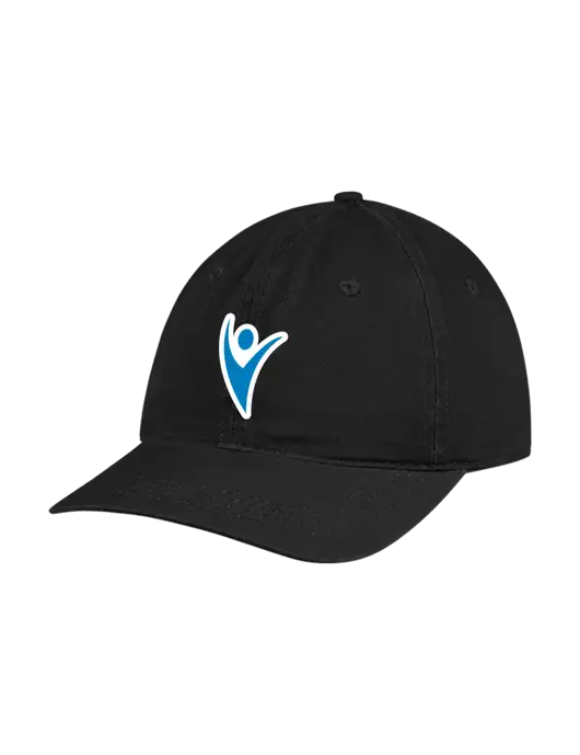 Garment Washed Unstructured Twill Black Cap w/Healthmine Icon Logo