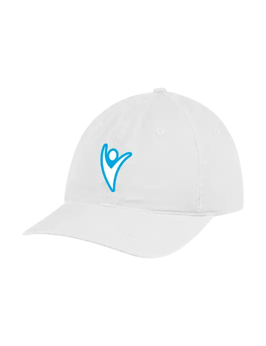 Garment Washed Unstructured Twill White Cap w/Healthmine Icon Logo