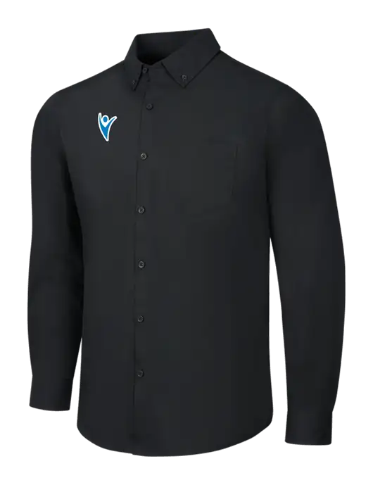 Black Long Sleeve Carefree Poplin Shirt w/Healthmine Icon Logo