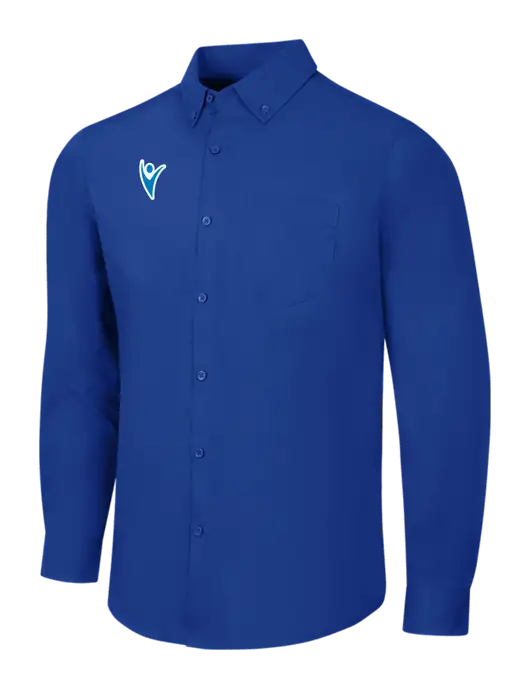 Dark Royal Long Sleeve Carefree Poplin Shirt w/Healthmine Icon Logo