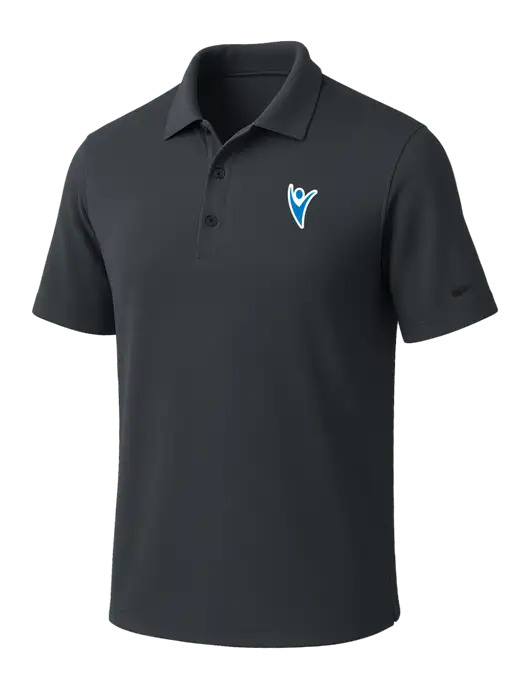 NIKE Dark Grey Dri-Fit Micro Pique Polo w/Healthmine Icon Logo