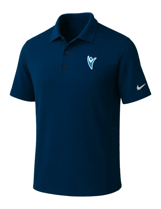 NIKE Navy Dri-Fit Micro Pique Polo w/Healthmine Icon Logo
