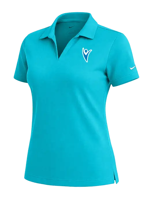 NIKE Sapphire Blue Womens Dri-Fit Micro Pique Polo w/Healthmine Icon Logo