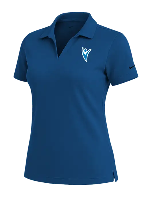 NIKE Dark Royal Womens Dri-Fit Micro Pique Polo w/Healthmine Icon Logo