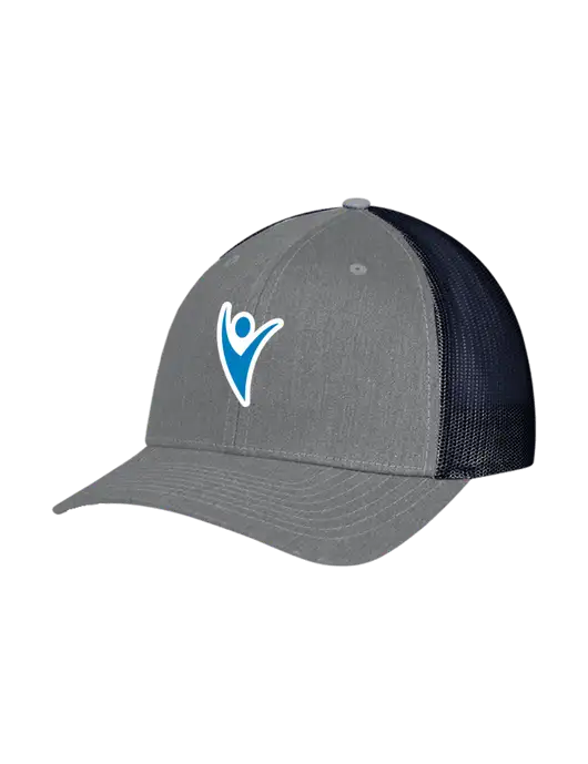 Richardson Adjustable Snapback Original 112 Trucker Cap Heather Grey w/Navy Mesh w/Healthmine Icon Logo