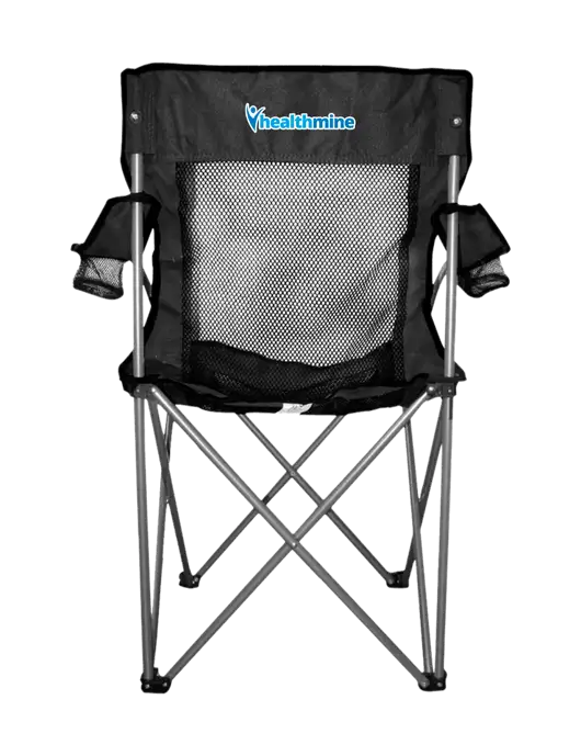 Titan Black/Black Mesh Folding Chair w/Healthmine Logo