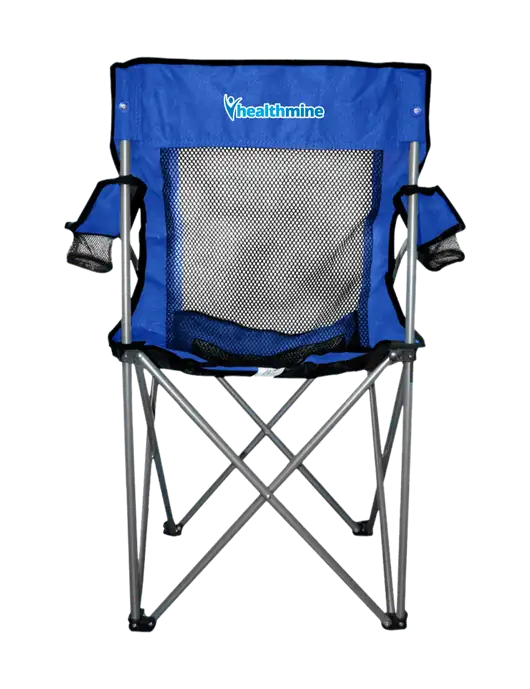 Titan Dark Royal Blue/Black Mesh Folding Chair w/Healthmine Logo