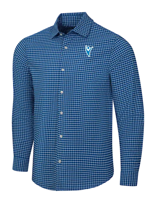Navy/White City Stretch Shirt w/Healthmine Icon Logo