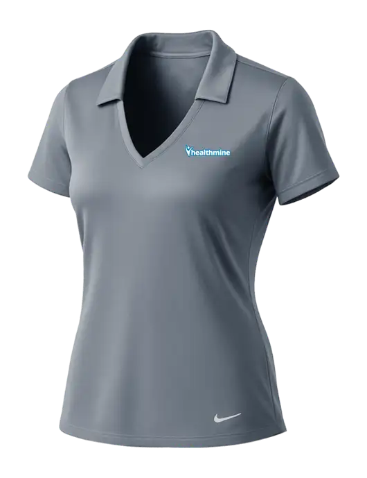 NIKE Medium Grey Womens Dri-Fit Vertical Mesh Polo w/Healthmine Logo