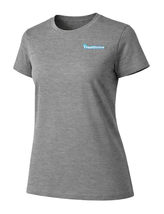 Womens Ring Spun Light Grey Heather 4.5 oz T-Shirt w/Healthmine Logo