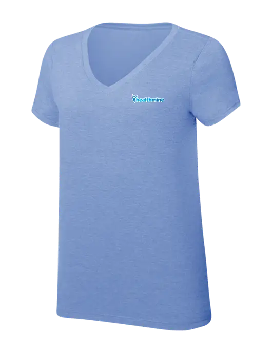 Womens Simply Soft V-Neck Maritime Frost 4.5oz  Poly/Combed Ring Spun Cotton T-Shirt w/Healthmine Logo