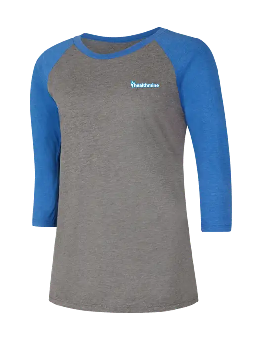 Womens Simply Soft 3/4 Sleeve Royal Frost/Grey Ring Spun Cotton T-Shirt w/Healthmine Logo