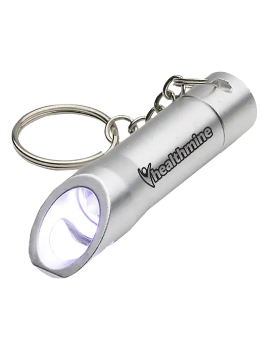 Silver Pocket LED Flashlight with Bottle Opener & Keychain w/Healthmine Logo