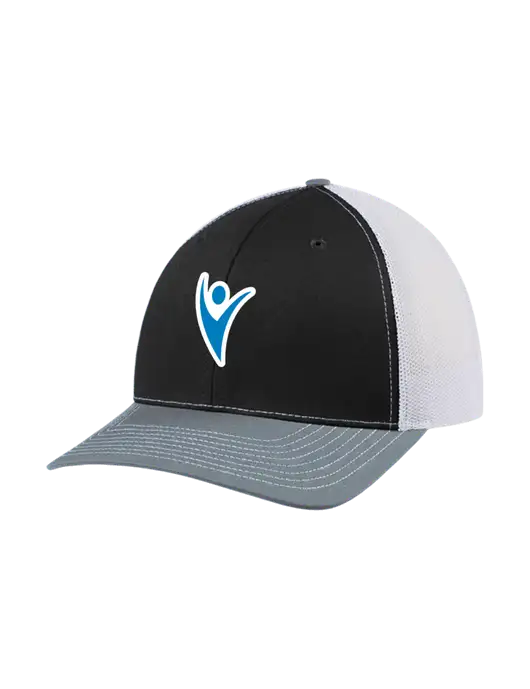 Richardson Adjustable Snapback Original 112 Trucker Cap Black/Light Heather Grey/White Mesh w/Healthmine Icon Logo