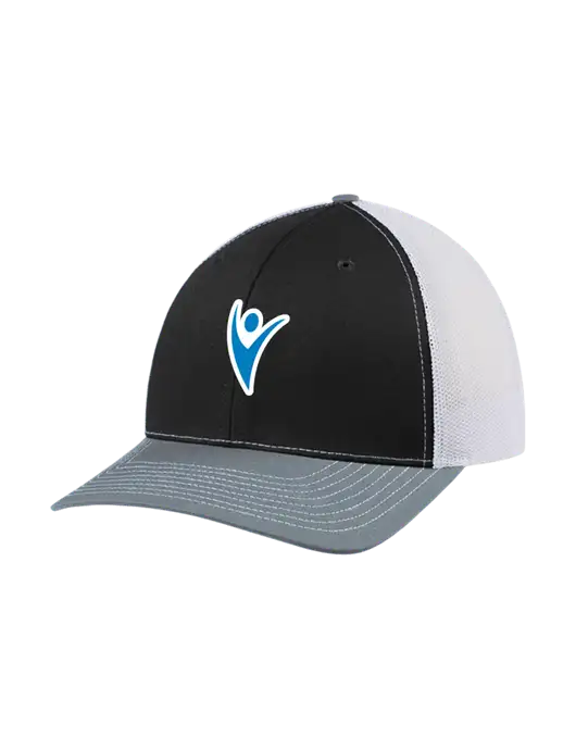 Richardson Adjustable Snapback Original 112 Trucker Cap Black/Light Heather Grey/White Mesh w/Healthmine Icon Logo